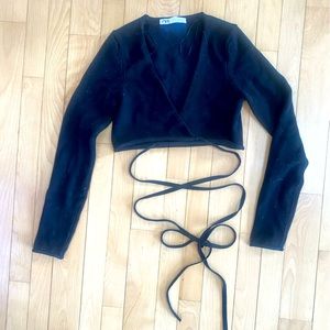 ZARA Tie-down open front long-sleeve top (NWOT)